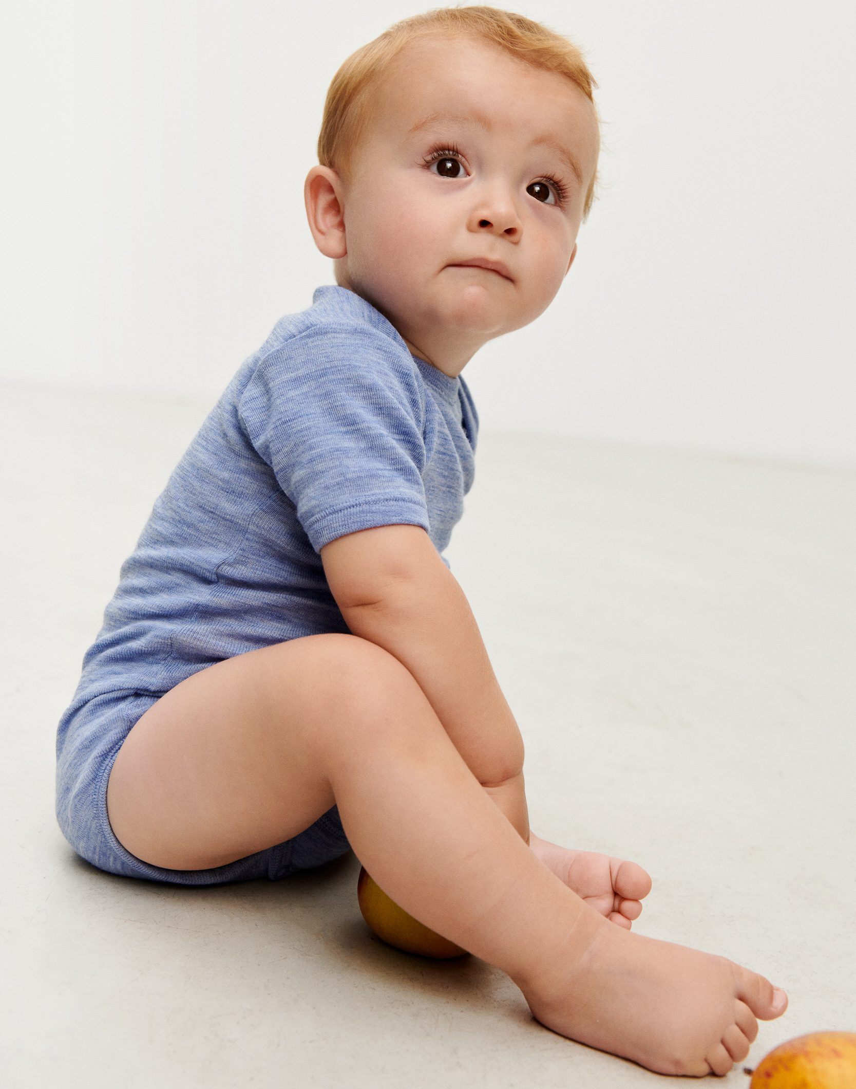 Romper met korte mouw van merinowol voor baby's