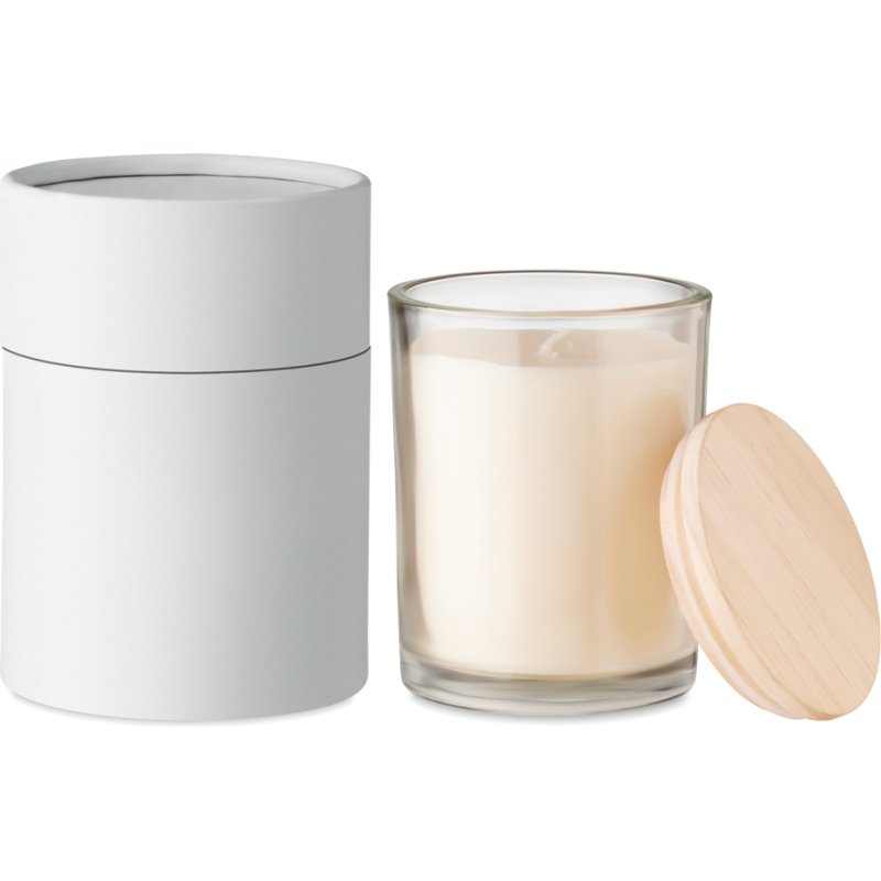 Bougie pot en verre publicitaire - parfum vanille - marquage gravure laser