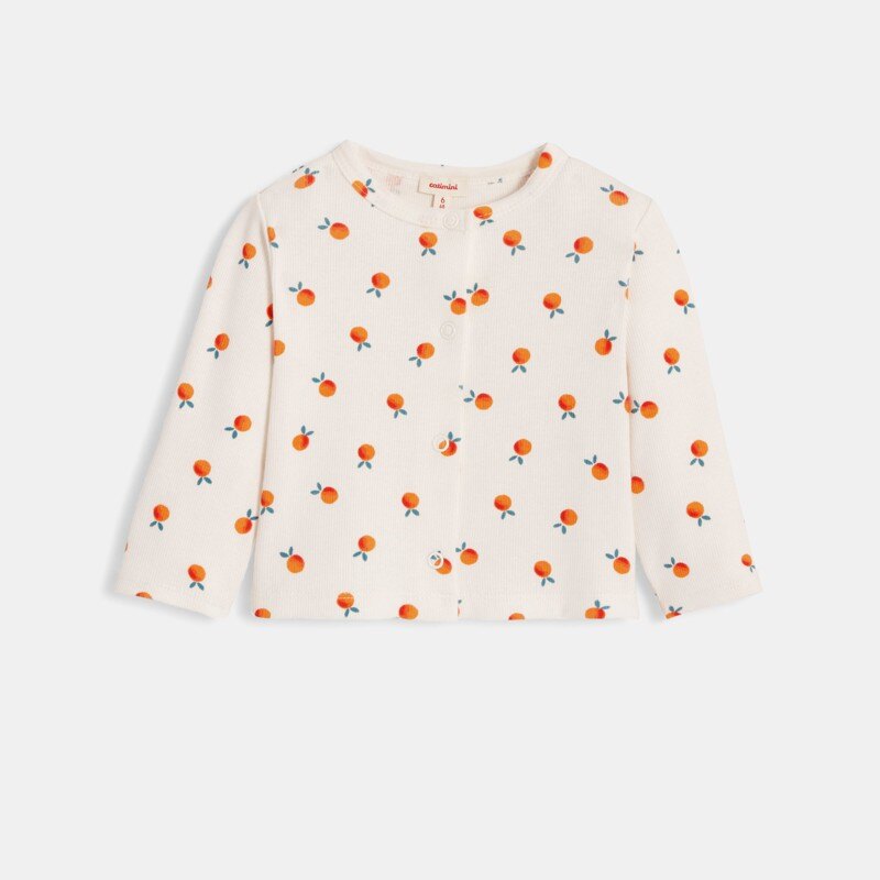 Cardigan bébé fille blanc imprimés oranges naissance Catimini Blanc