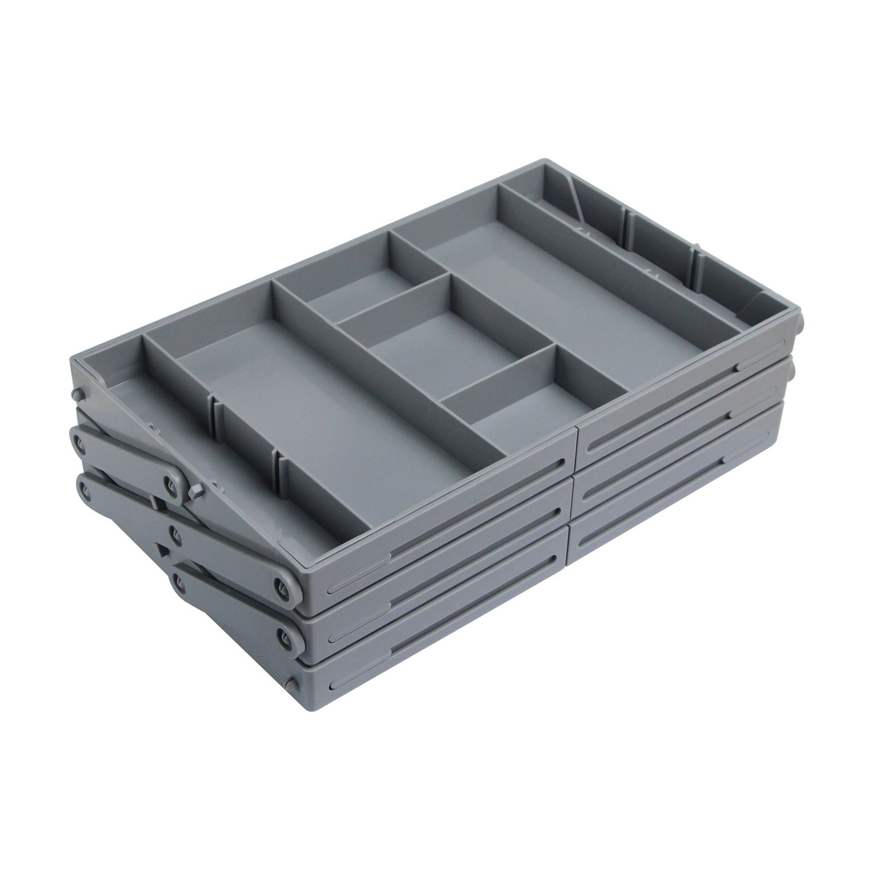 (245-400mm) Universal Schreibtisch Organizer Ausziehbarer Schubladeneinsatz Mehrstufiger Büro Kasten mit 3 Ebenen - Grau