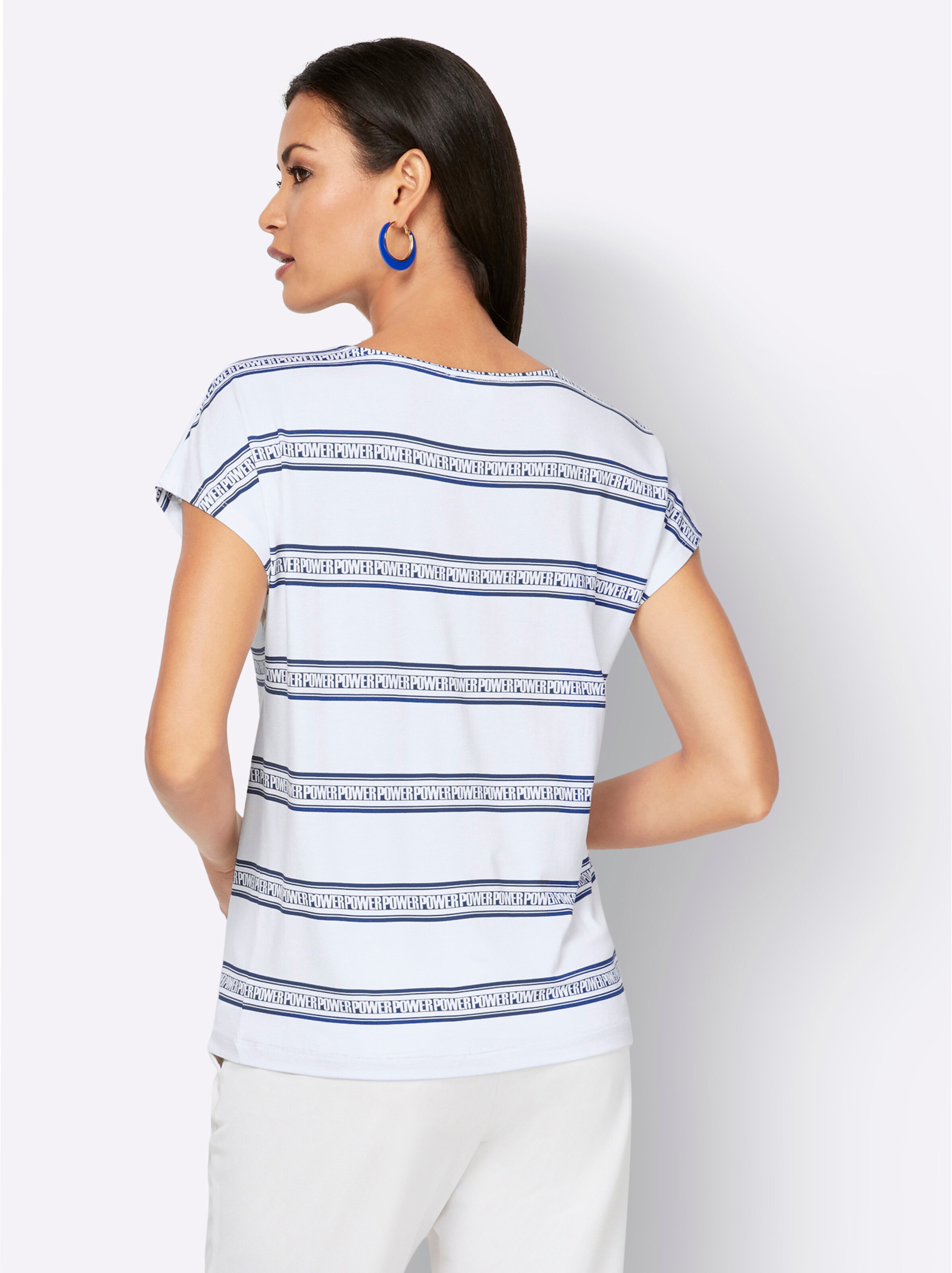 T-Shirt in weiß-royalblau-bedruckt