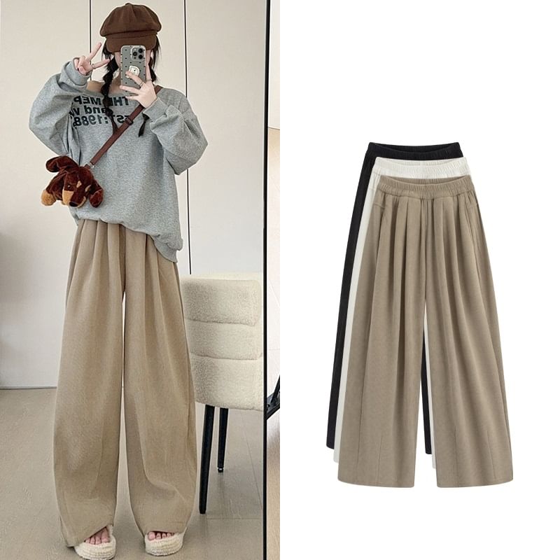 evanesce - High Rise Rib Wide Leg Broek