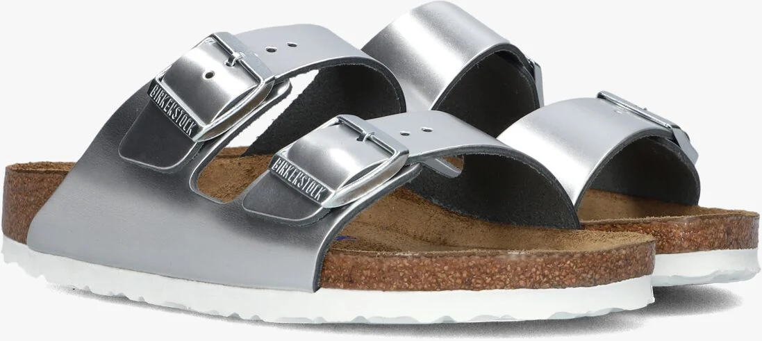 BIRKENSTOCK zilveren birkenstock slippers arizona met shine