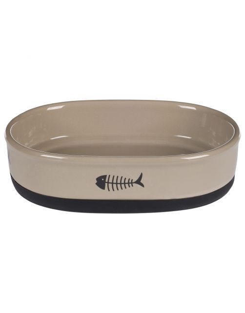 Flamingo Keramische Voer\/Waterbak Auri Taupe - Kattenvoerbak