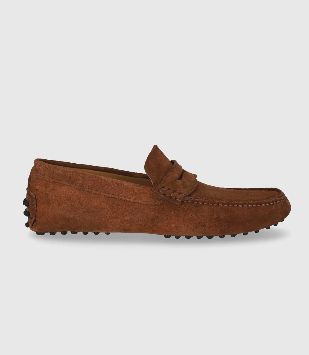 Mocassin en cuir velours camel 