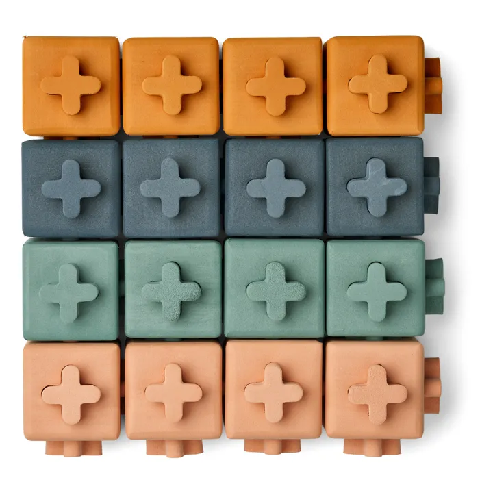 Liewood Mini blocs de construction en silicone Pierce - Set de 16 | Vert de gris