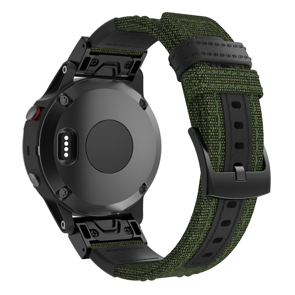 Garmin Nylon / Echtleder Armband mit 22mm Schnellverschluss (Gelenkumfang: 153-215mm) - Grün / Schwarz