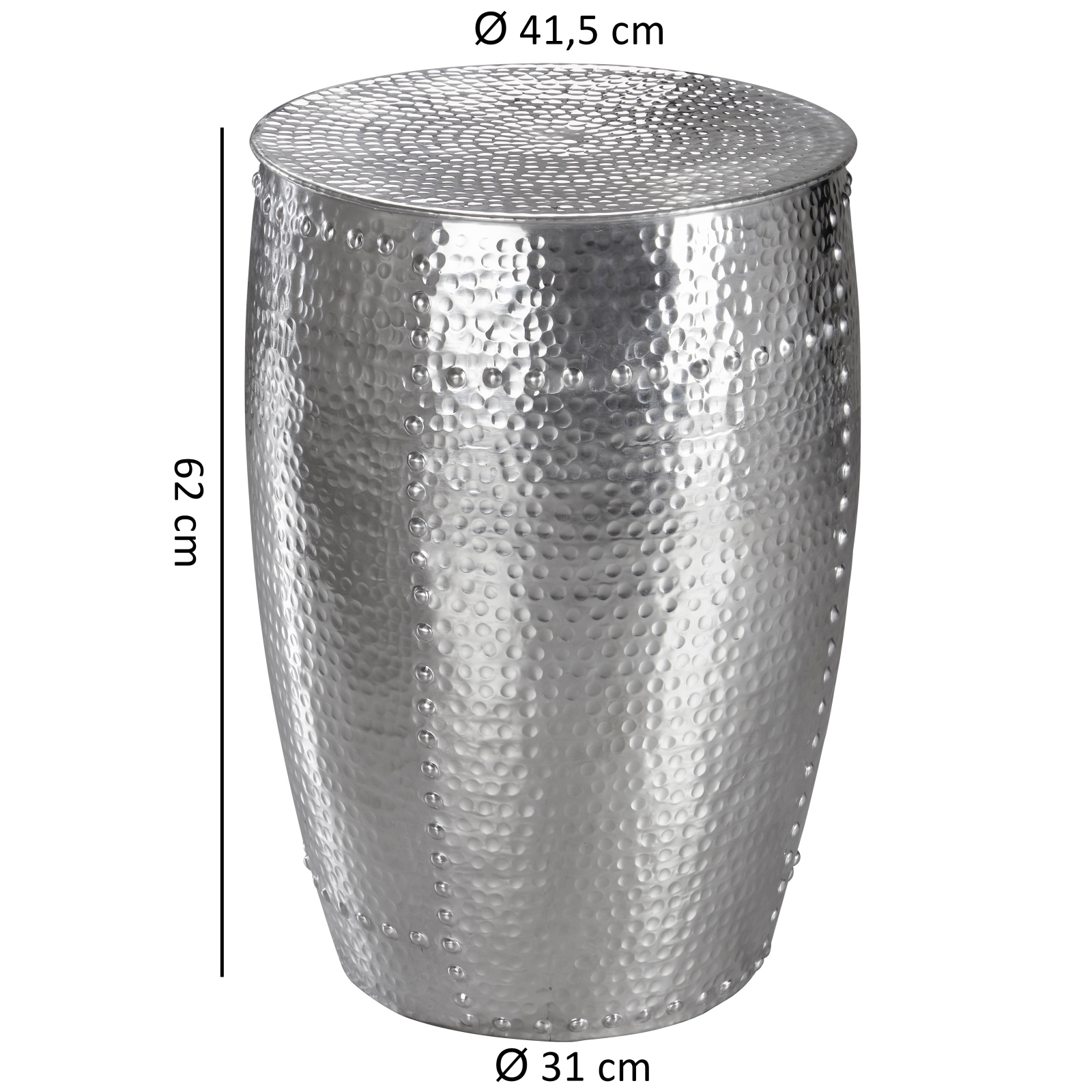 Beistelltisch - silberfarben - Aluminium - 41,5 cm breit