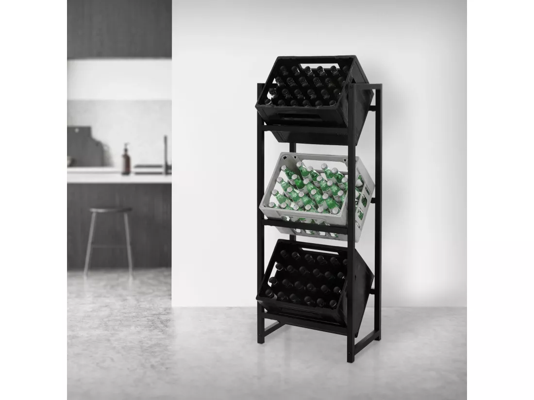 Étagère de rangement pour 3 caisses de boissons 47x31x116,5 cm acier anthracite