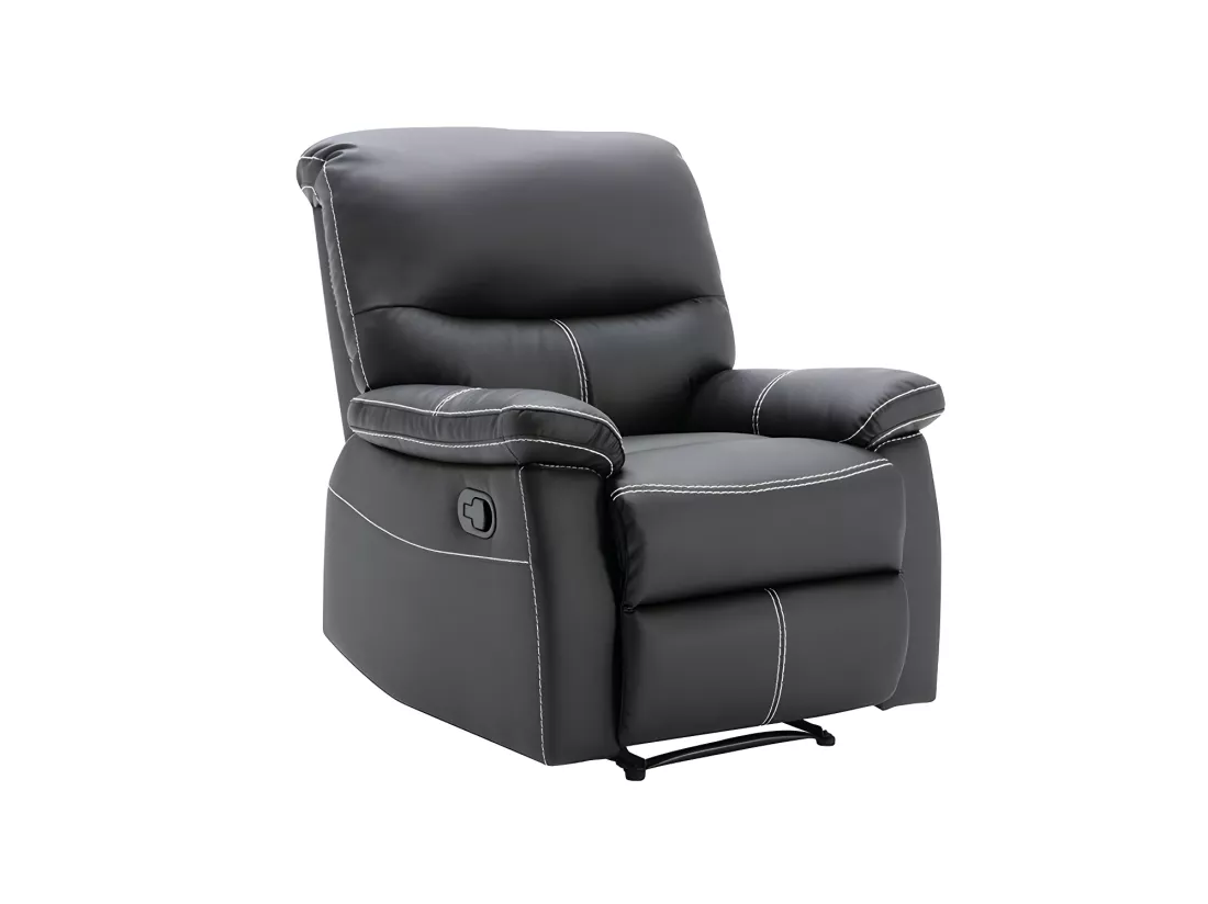 Canapé 3 places et un fauteuil relax en simili noir CANBY