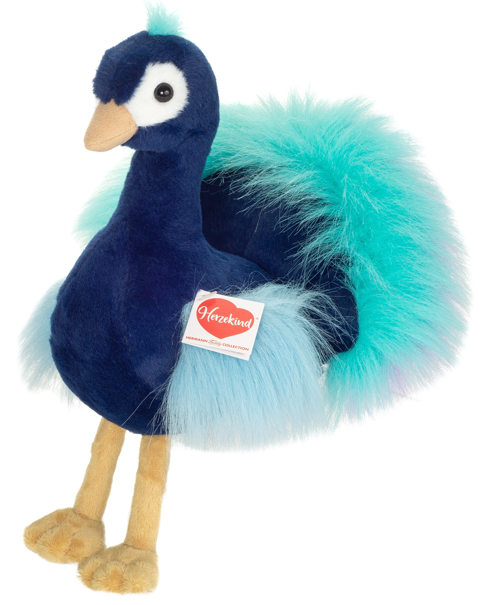 Kuscheltier PFAU ZOE (27cm) in blau/türkis