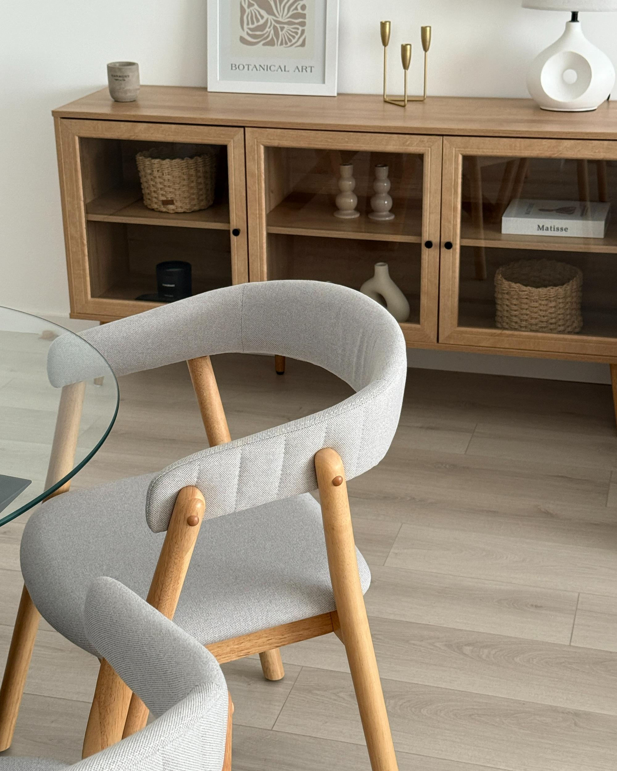 Set van 2 eetkamerstoelen MYLO Hout Lichtbruin/grijs