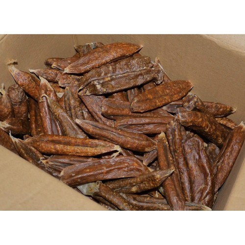 Salsichas desidratadas com sabor natural para cães.