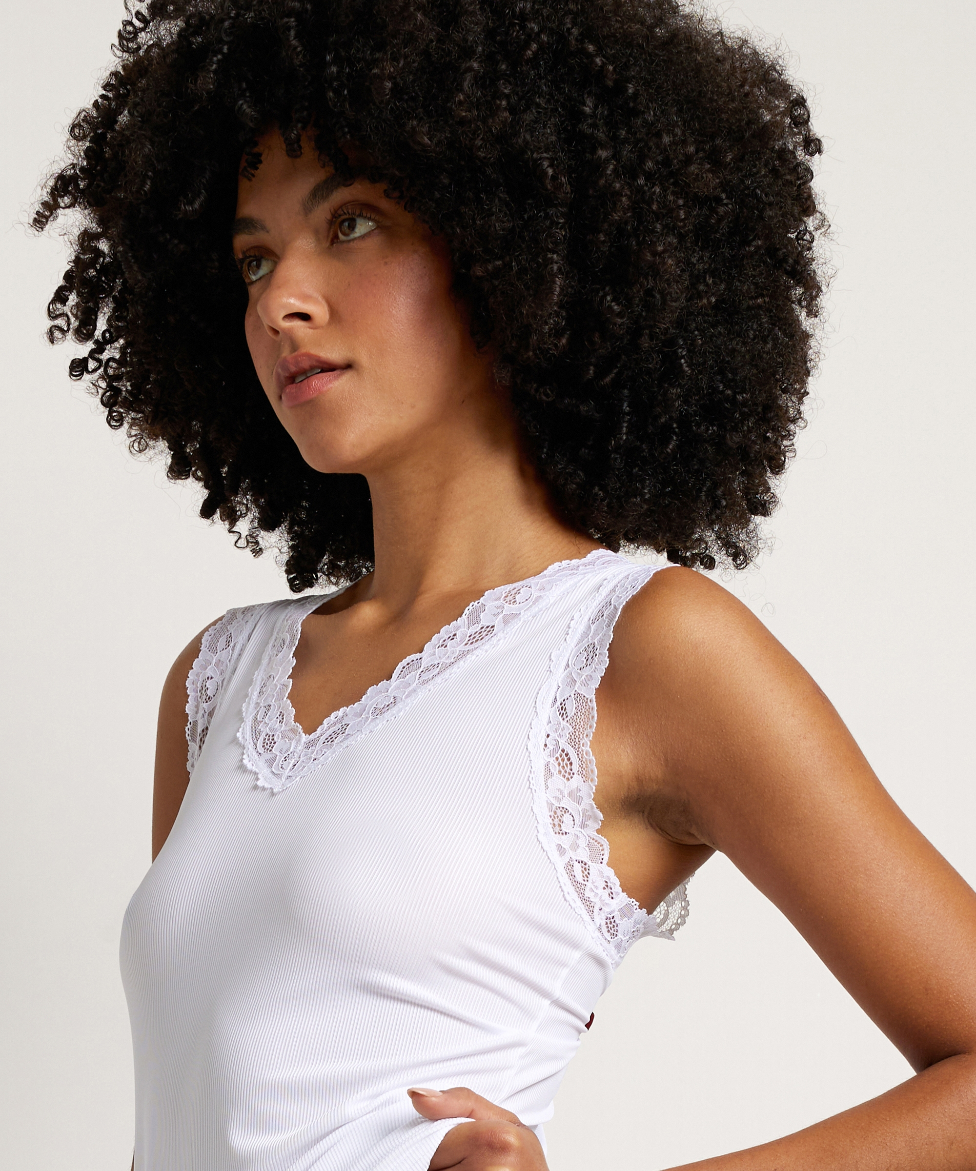 rib singlet met kant
