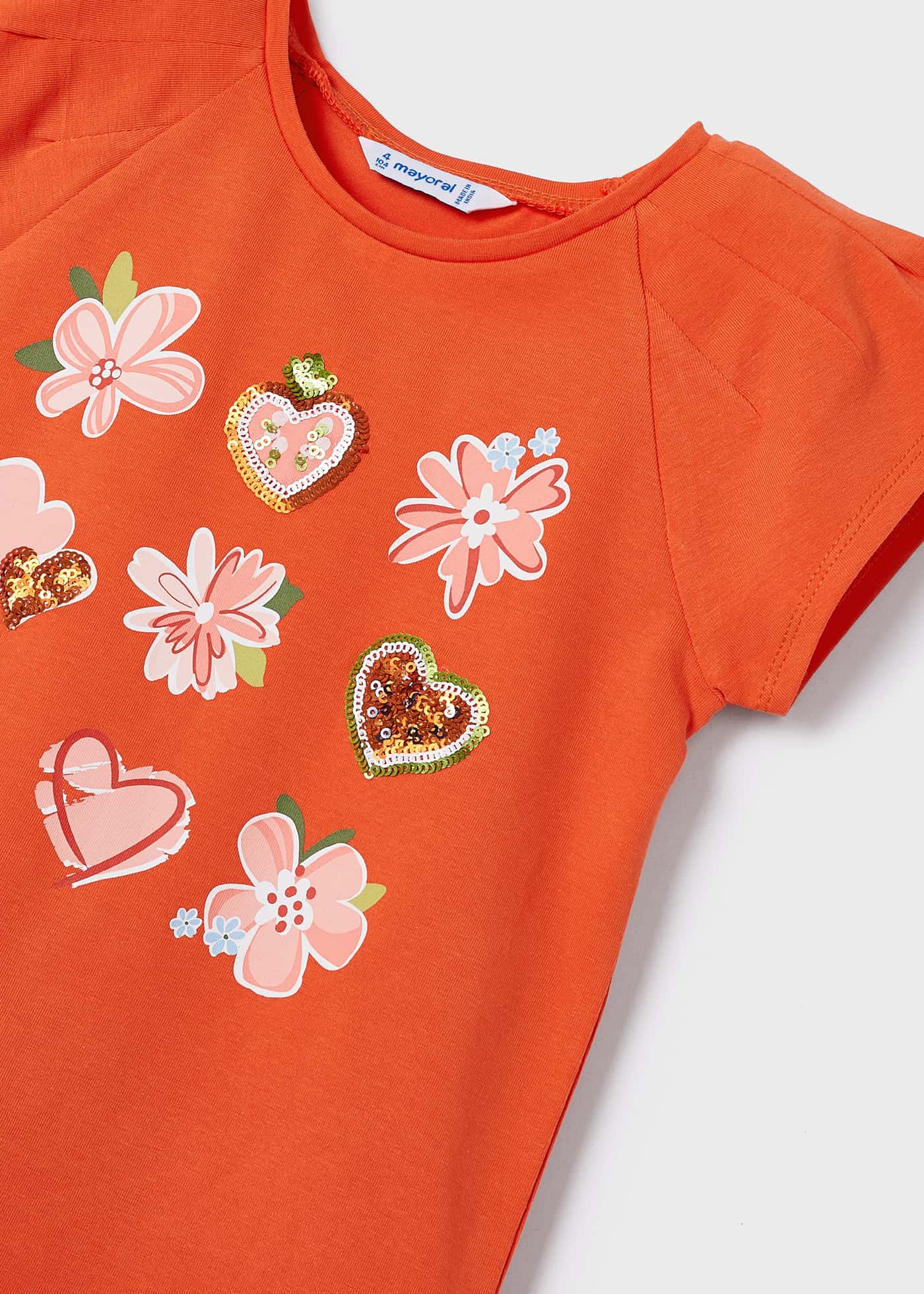 Camiseta de algodão de manga curta com estampa para meninas