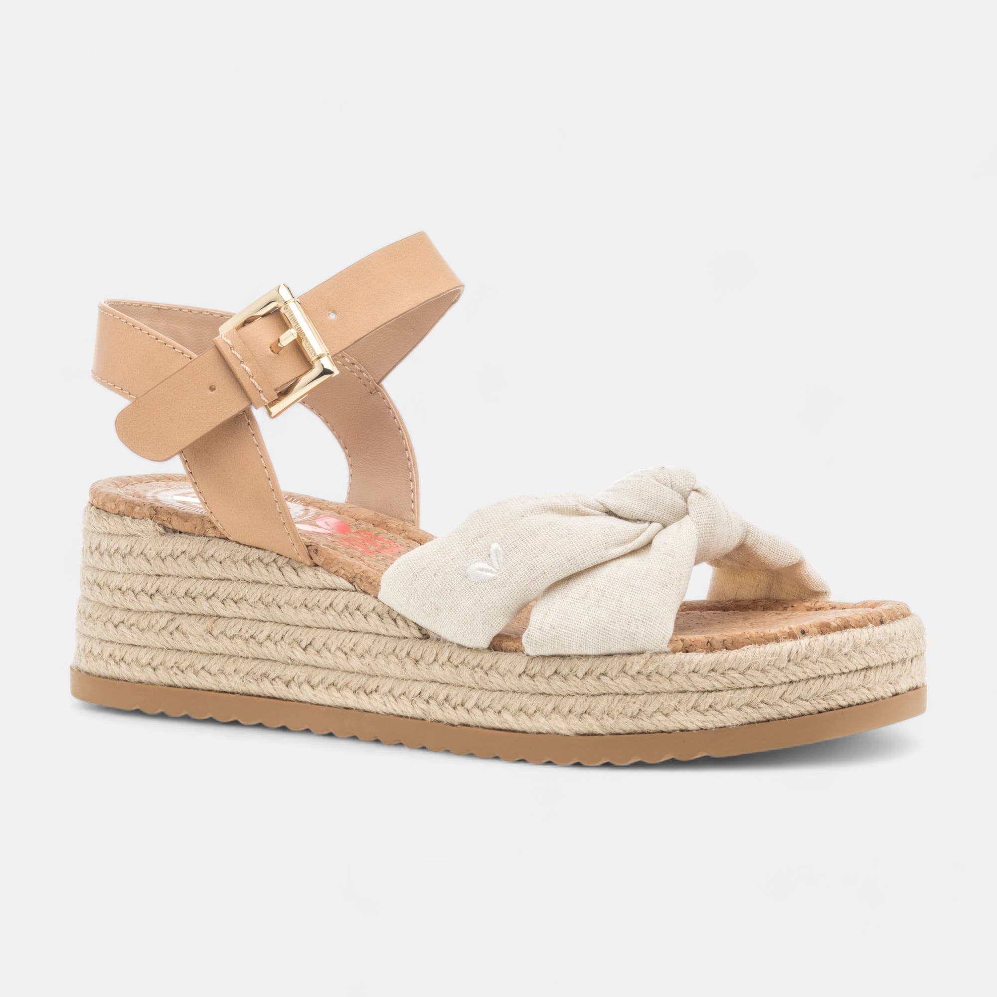 Espadrilles à talon compensé Femme beige