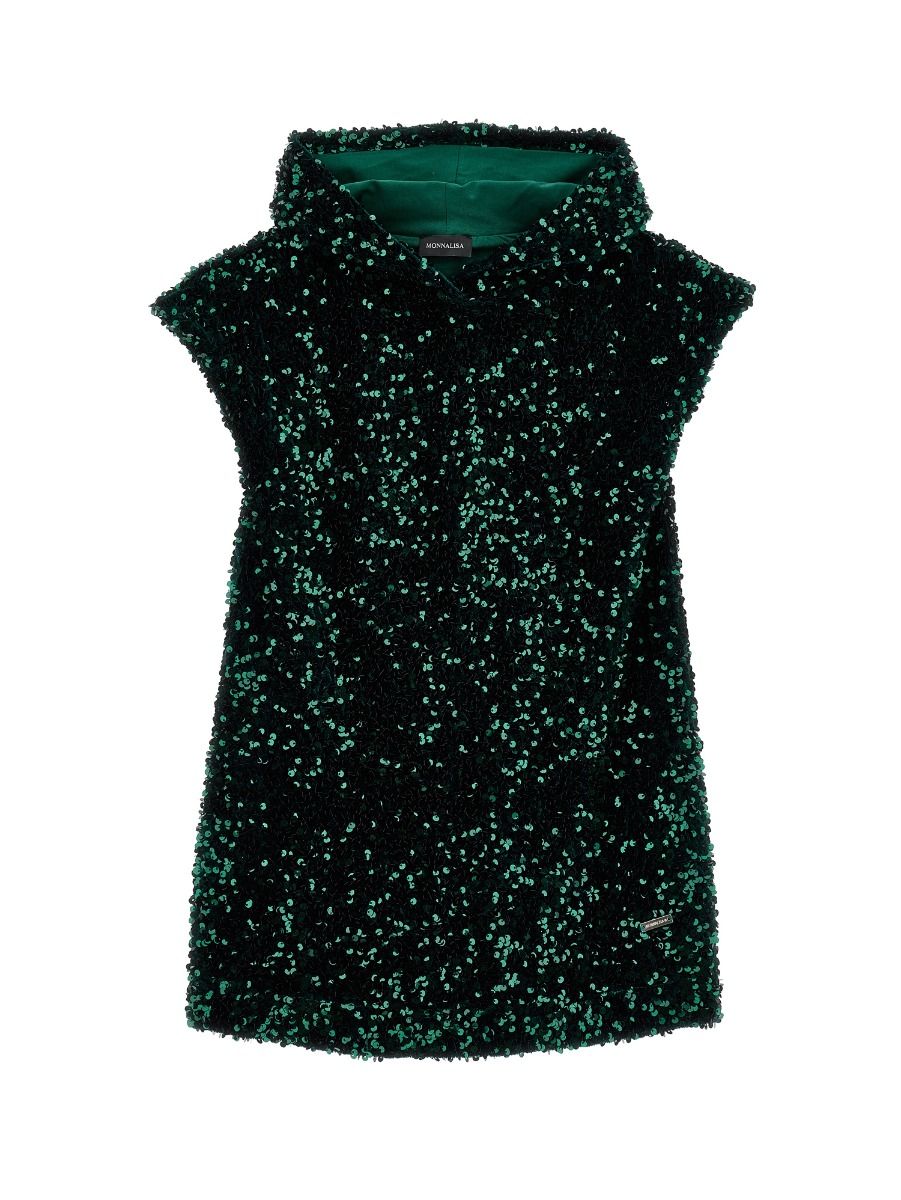 Monnalisa Rhinestone Hooded Dress