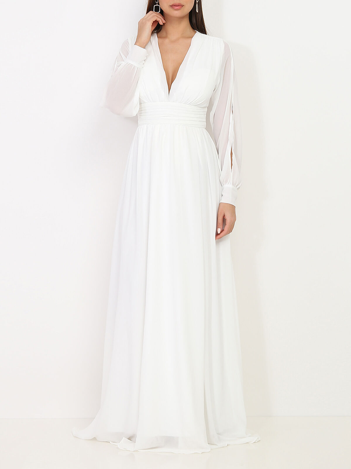 Robe longue à manches ouvertes- Blanc