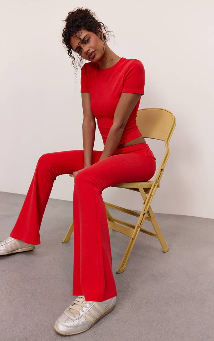 Rouge Pantalon De Yoga En Coton Doux Mélange Prune Profond