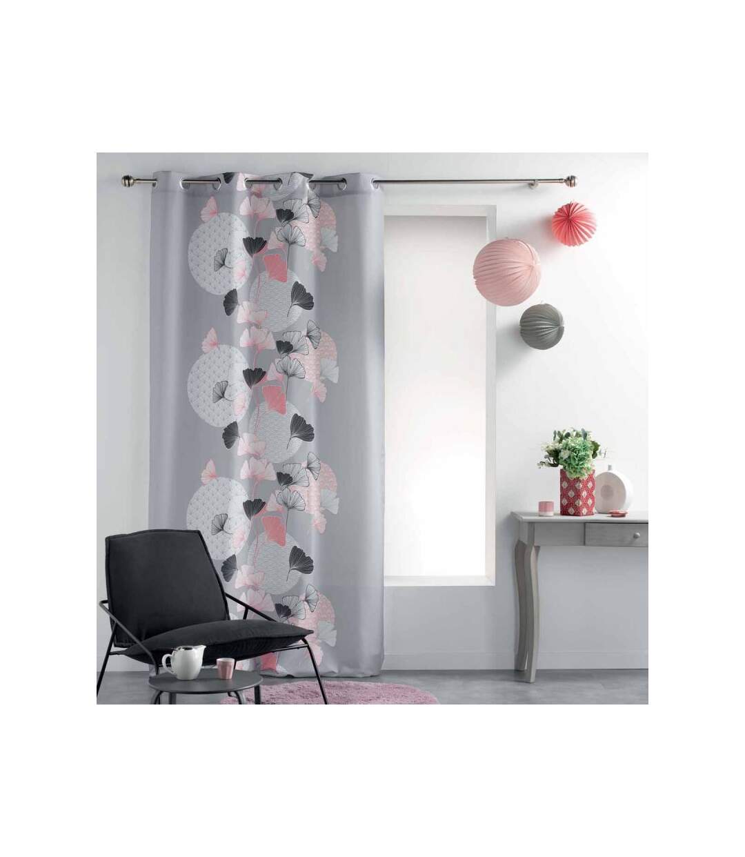 Rideau à Œillets Imprimé Eden Blush 140x260cm Gris