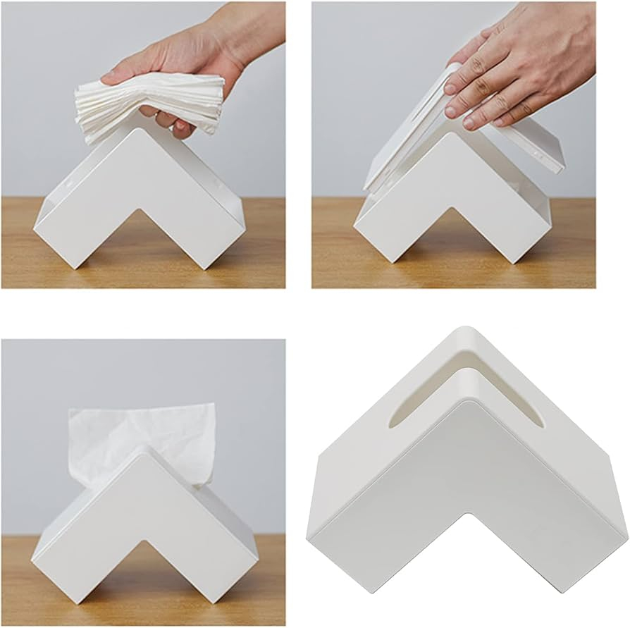 (135x135mm) Ecken Taschentuch Spender Home Nastuch Dispenser Rechtwinklige Kosmetik Tuch Aufbewahrungs Box - Weiss