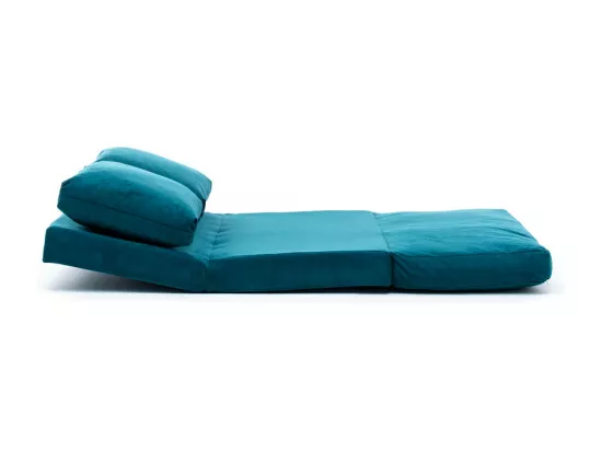 Fauteuil convertible multipositions velours Talya-Couleur Bleu canard-2 places