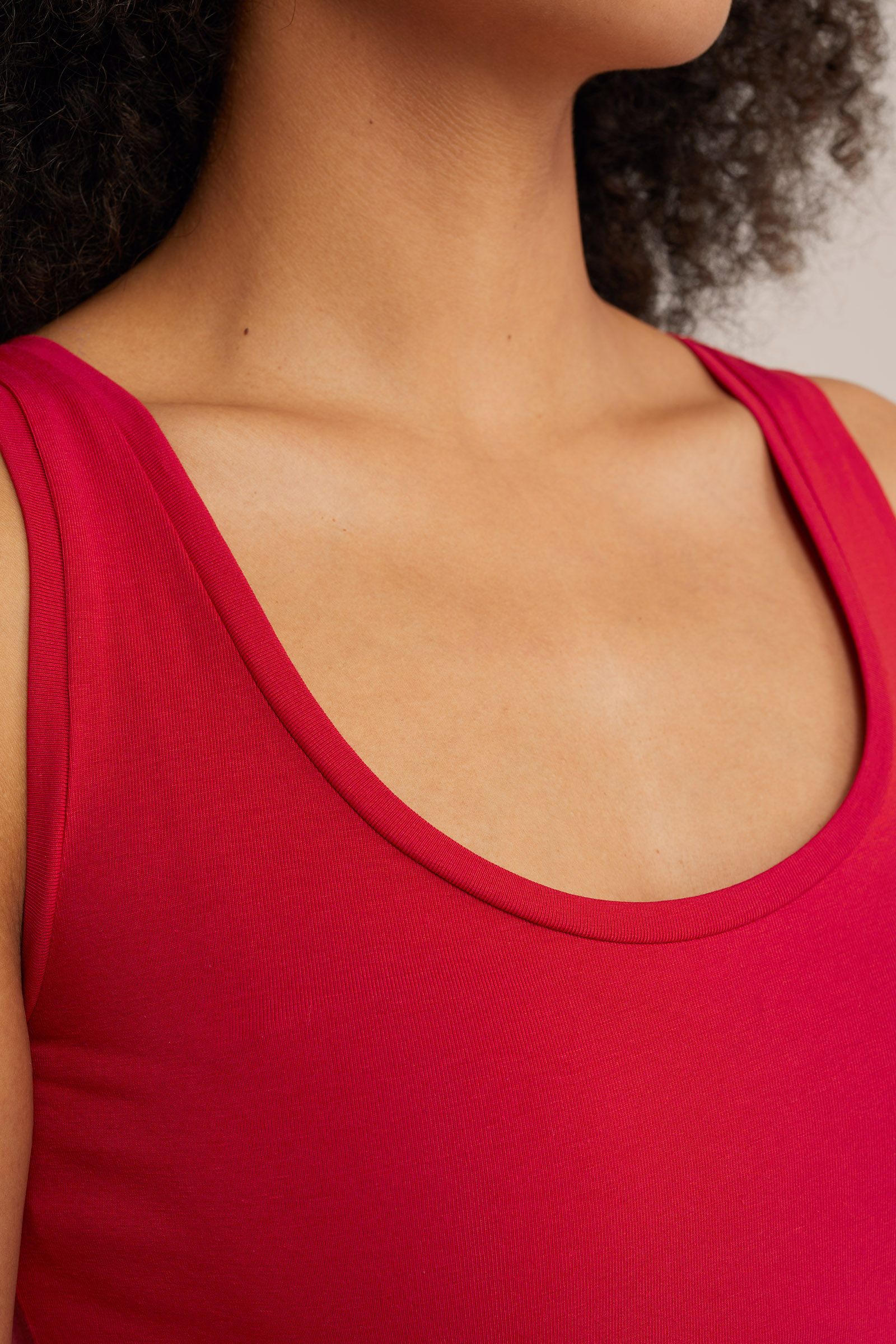 singlet van katoenmix WE Fashion Felrood