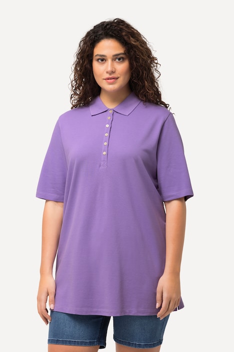 Poloshirt, Piqué, Polokragen, Samt-Knopfleiste, Halbarm