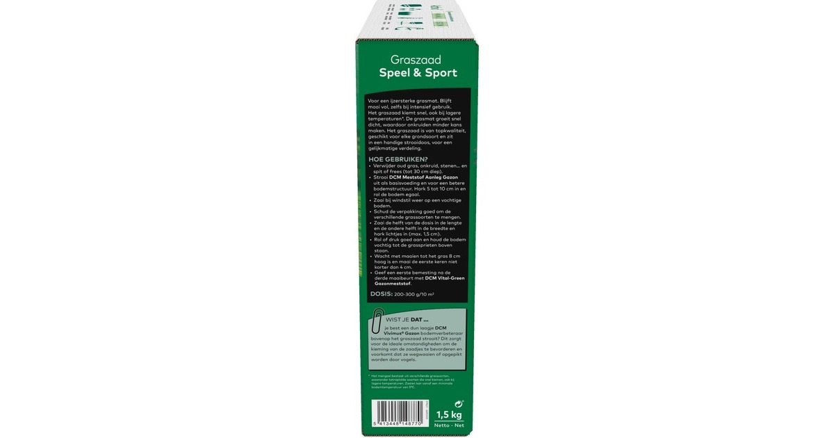 DCMGraszaad Speel & Sport 1,5 kg zaden  (Tot 75 m²)
