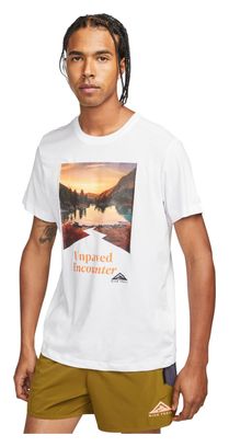 Maillot manches courtes Nike Dri-Fit Trail Print Blanc
