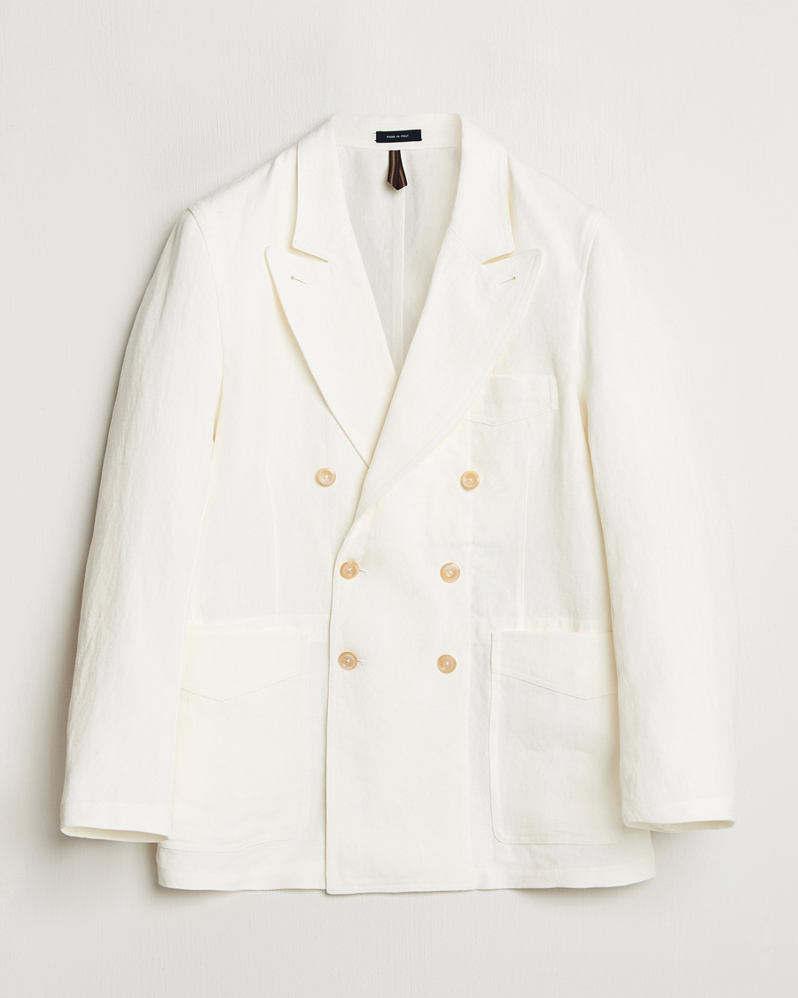 Drake's MKIII Linen Games Double Breasted Blazer Ecru