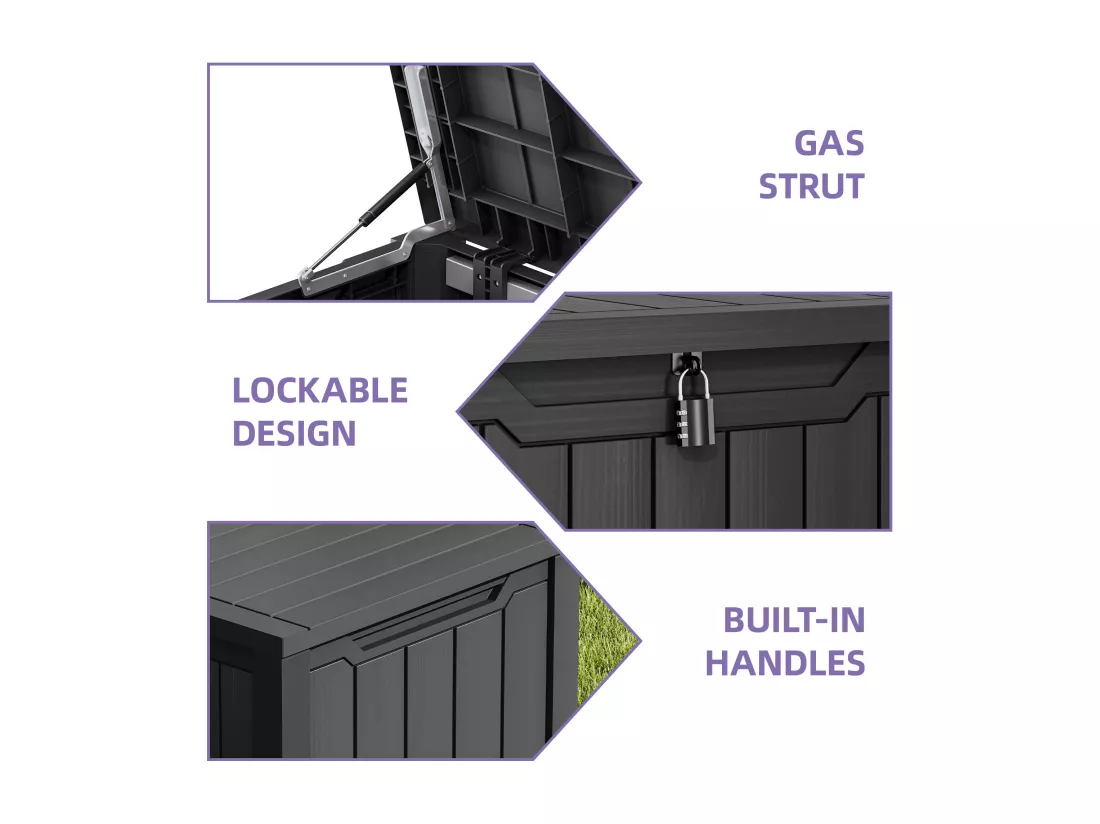 YITAHOME Boîte de Rangement de Jardin - 870 L - ‎80,5 x 79 x 143 cm - Noir
