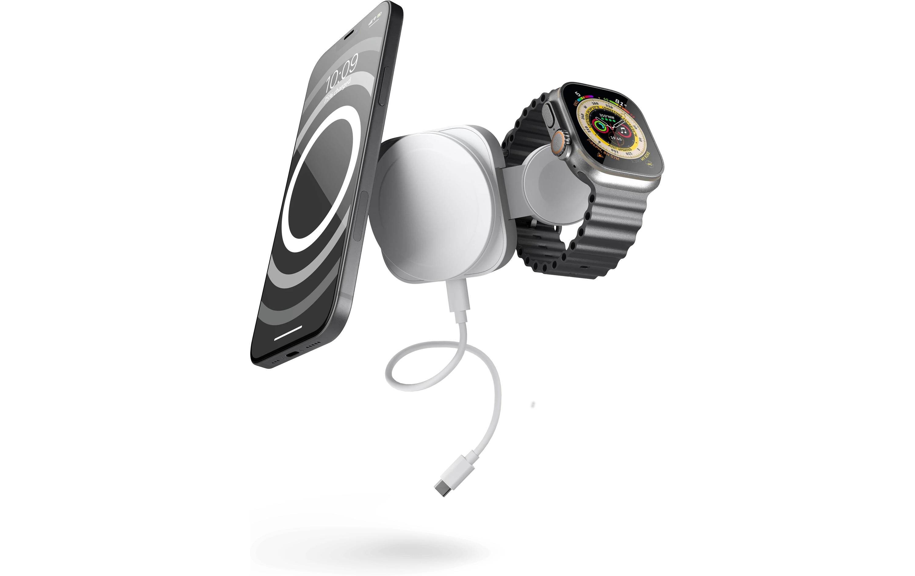 2-in-1 MagSafe + Watch travel chargerKabelloses 2-in-1 MagSafe-Ladegerät für iPhones und Apple Watches