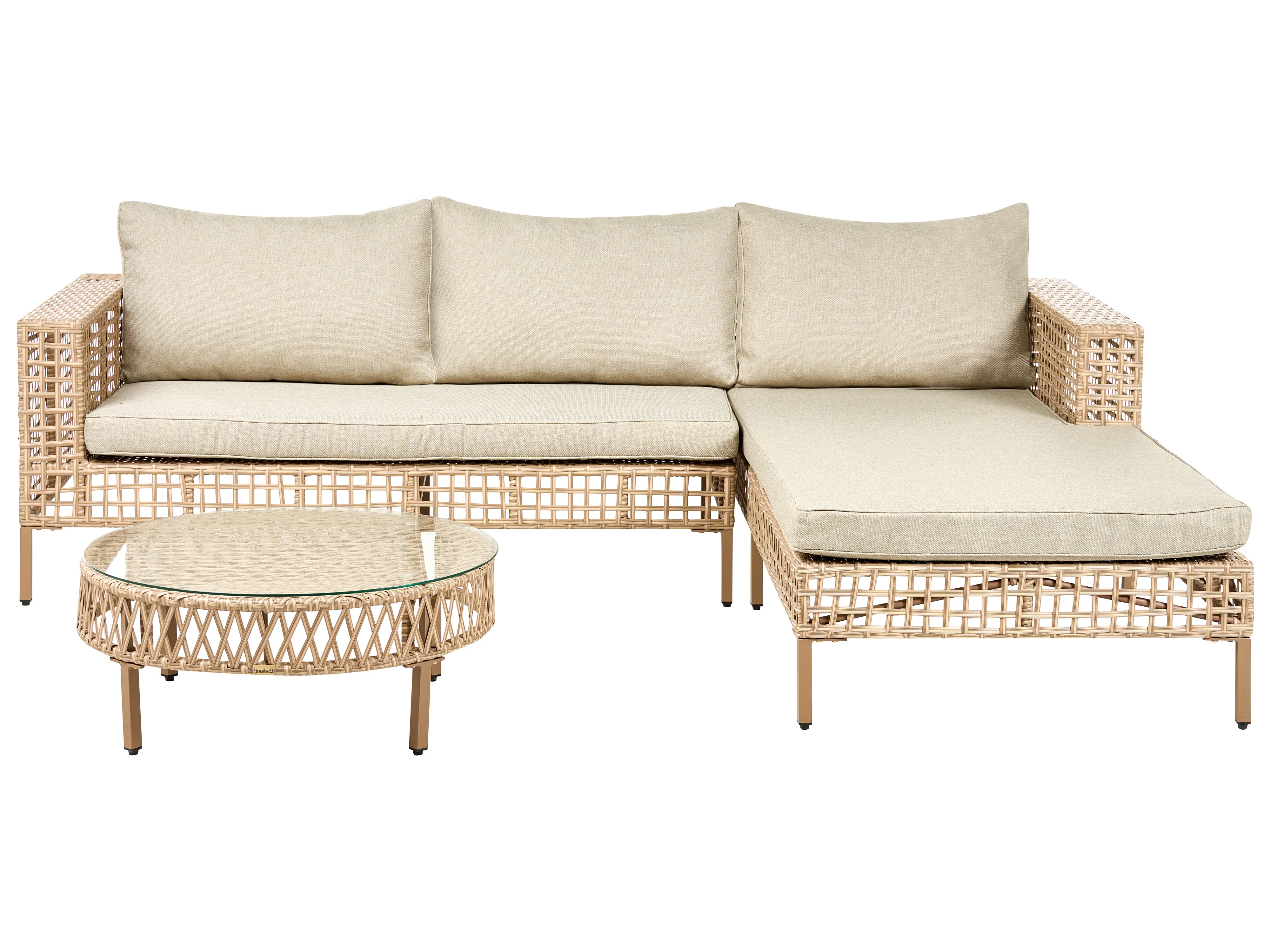 Loungeset met tafel 4-zits CALASETTA linkszijdig PE rotan Beige