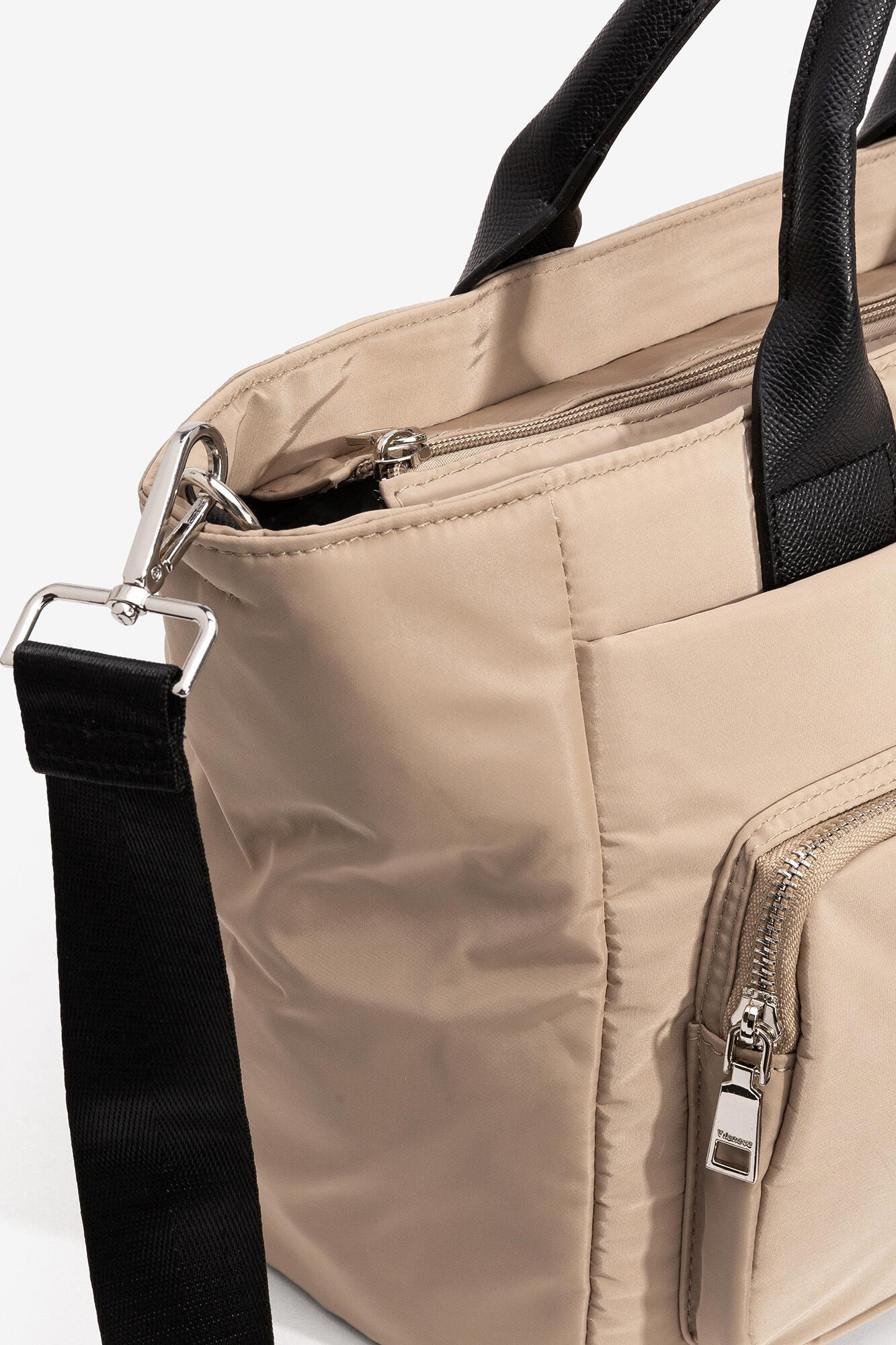 Bolsa city de nylon acolchado - bege
