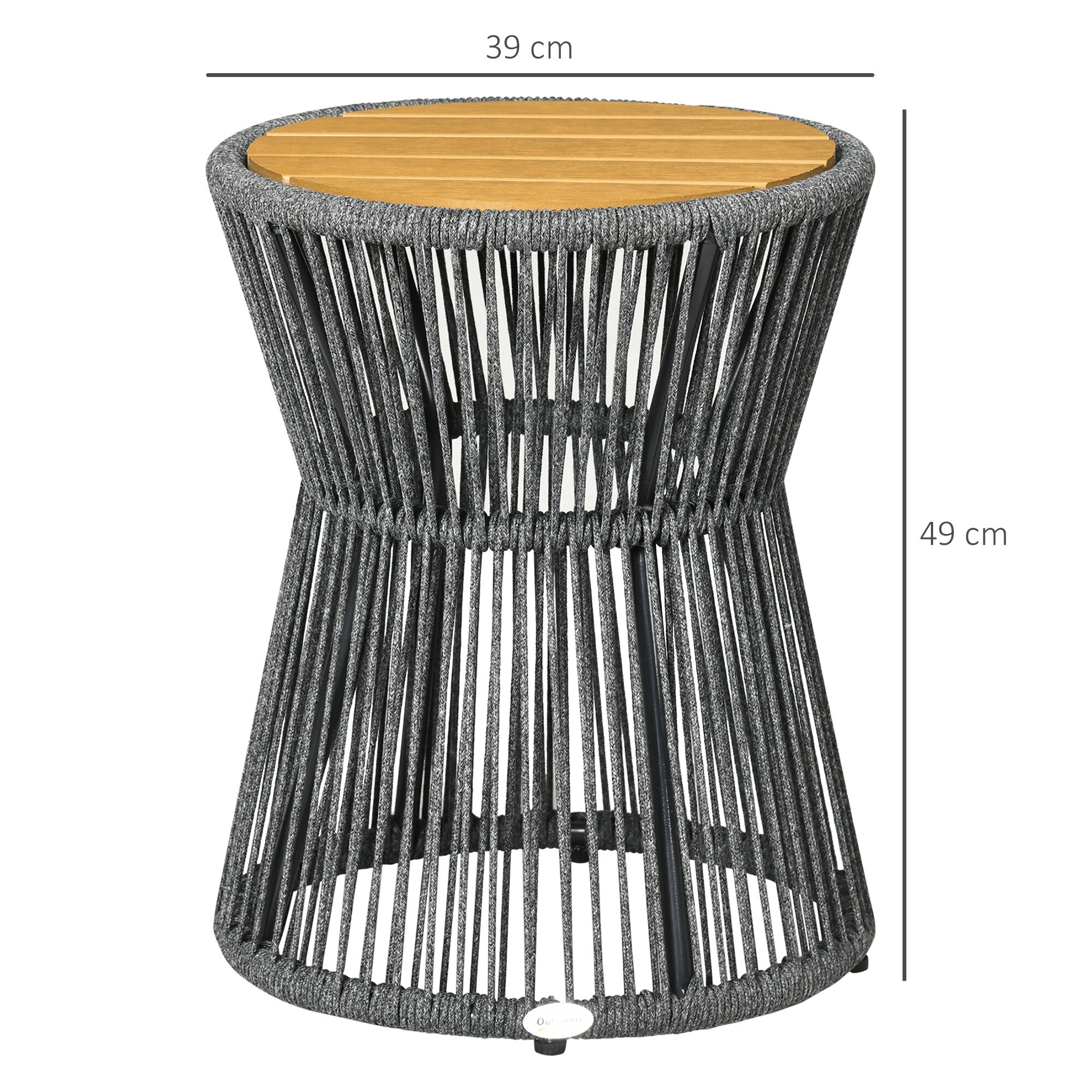 Outsunny Beistelltisch mit PE-Ratten grau 39L x 39B x 49H cm