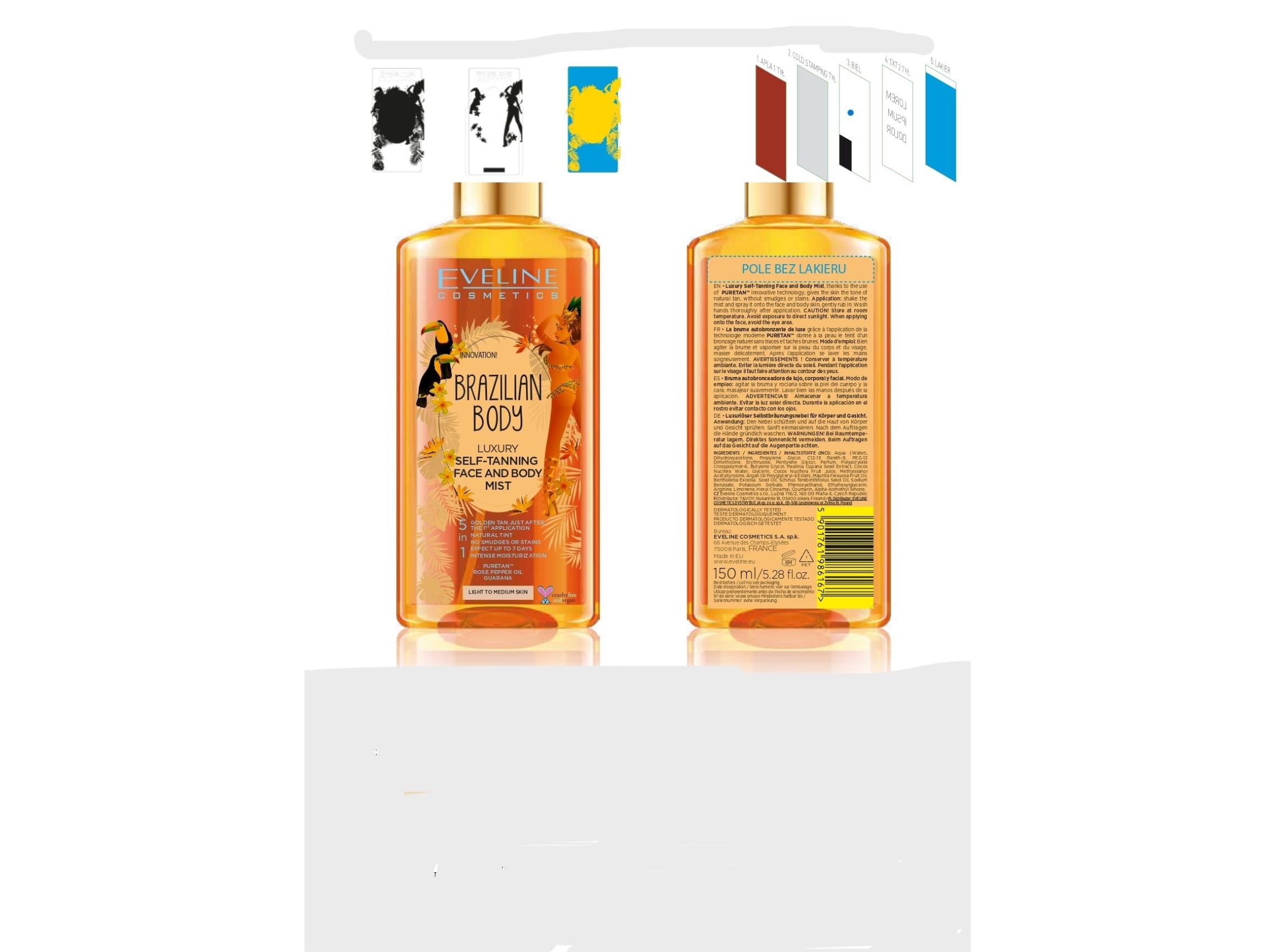 AUTO BRONZEADOR EVELINE ROSTO E CORPO 150 ML