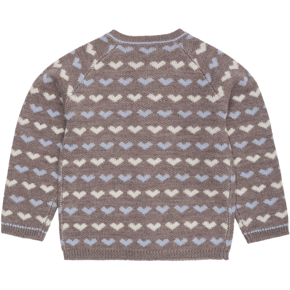 Køb COPENHAGEN COLORS Naturalmel./Dusty Blue Comb Merino Heart Cardigan