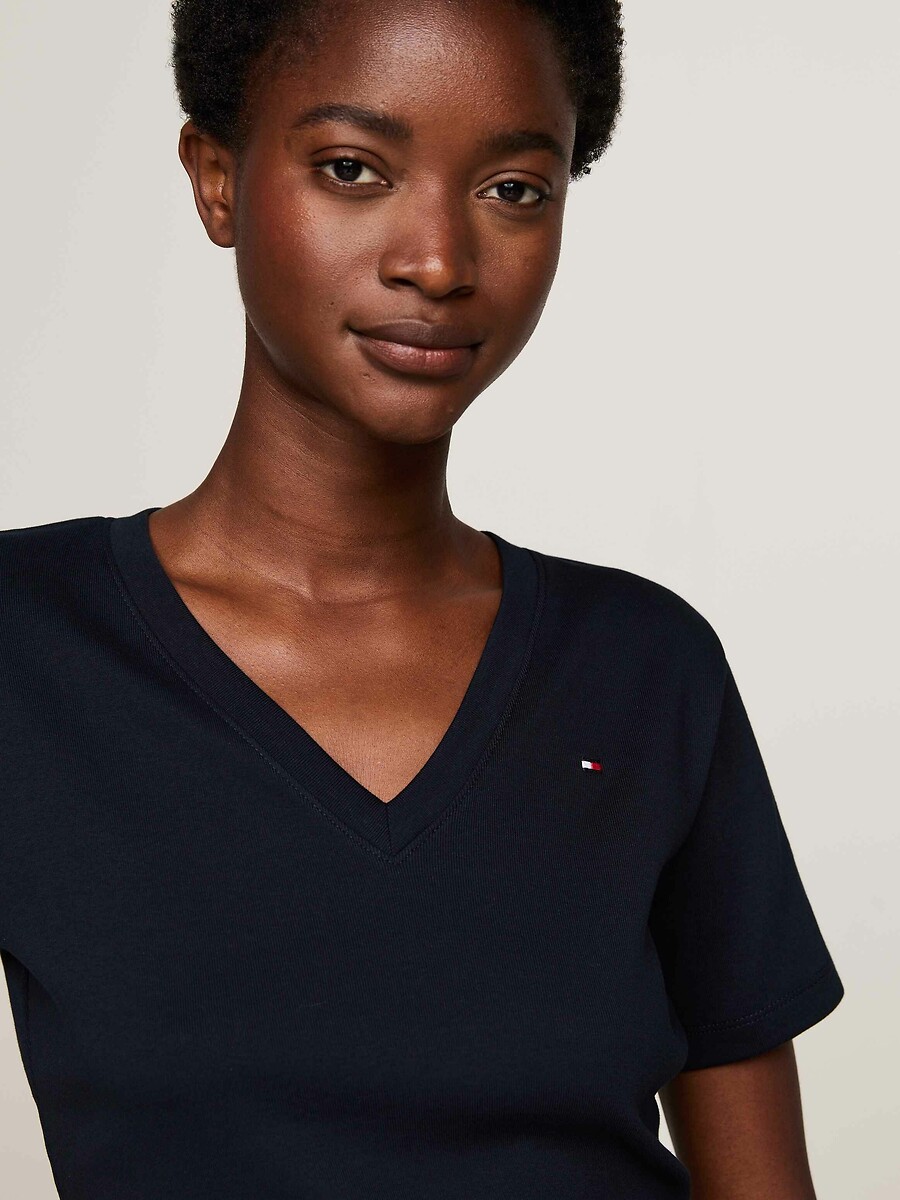 TOMMY HILFIGER<br>Camiseta de manga curta com decote em V