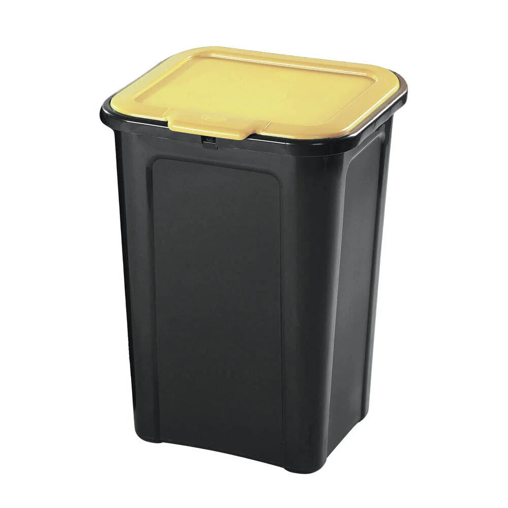 Poubelle de tri couvercle jaune 45L