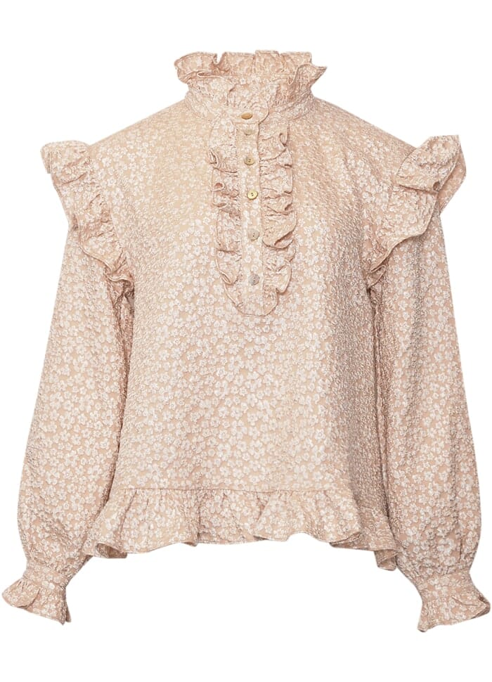 Noella Reno Ruby Ruffle Blouse 1206 oyster