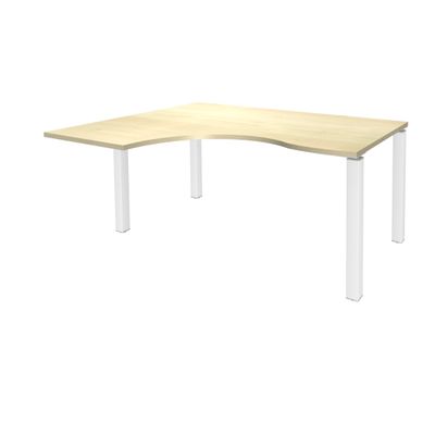 Bureau compact EXPRIM - L160 cm - Retour gauche - Plateau imitation Erable - Pieds blanc (Pieds de renfort obligatoire à rajouter - non inclus)