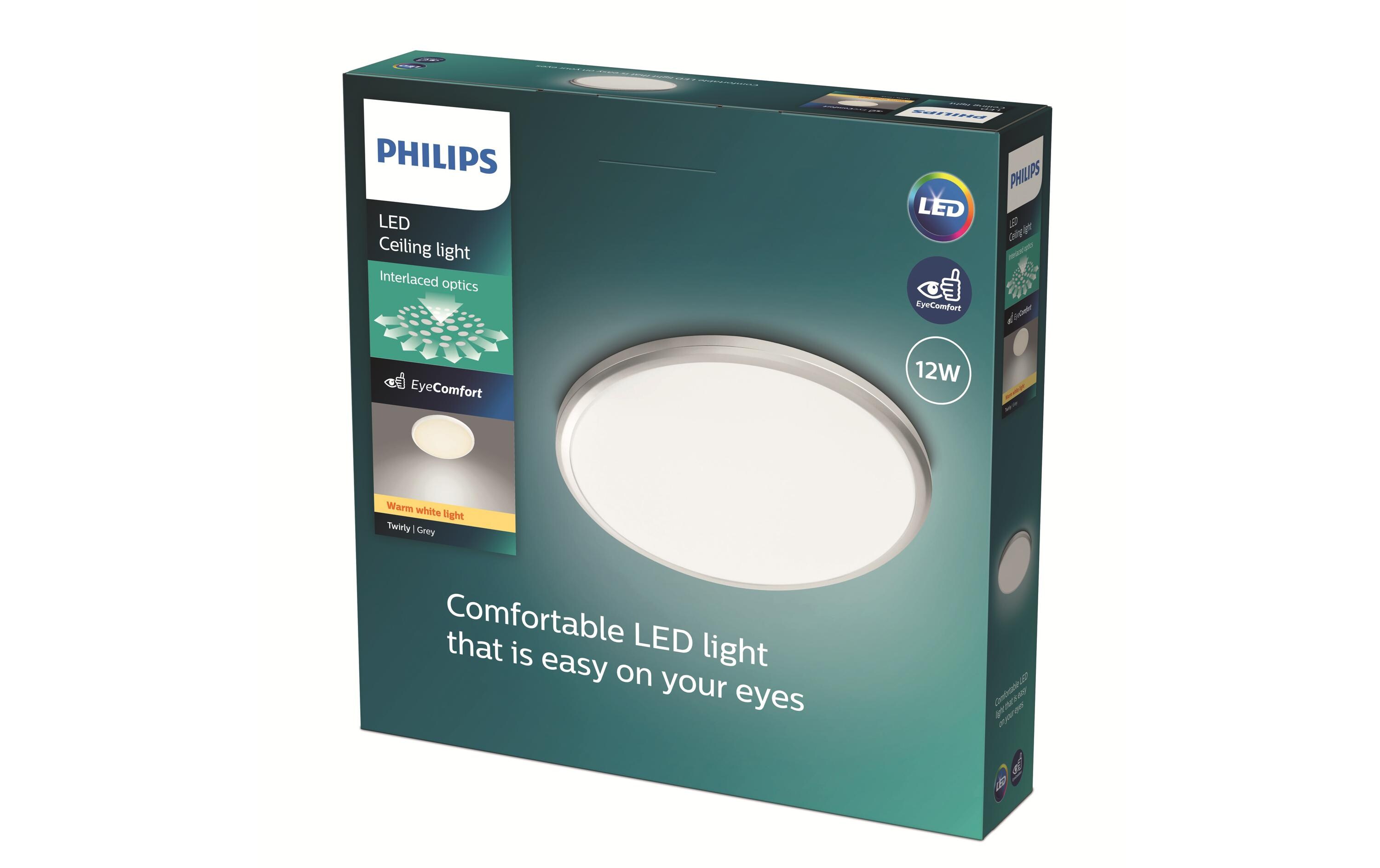 Deckenleuchte Twirly 1200 lm grauAufbauleuchte mit fest verbautem LED Leuchtmittel