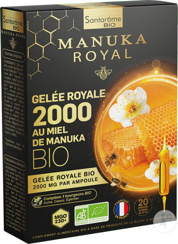 Santarôme Gelée Royale 2000 Miel de Manuka Bio Ampoules 20x10ml