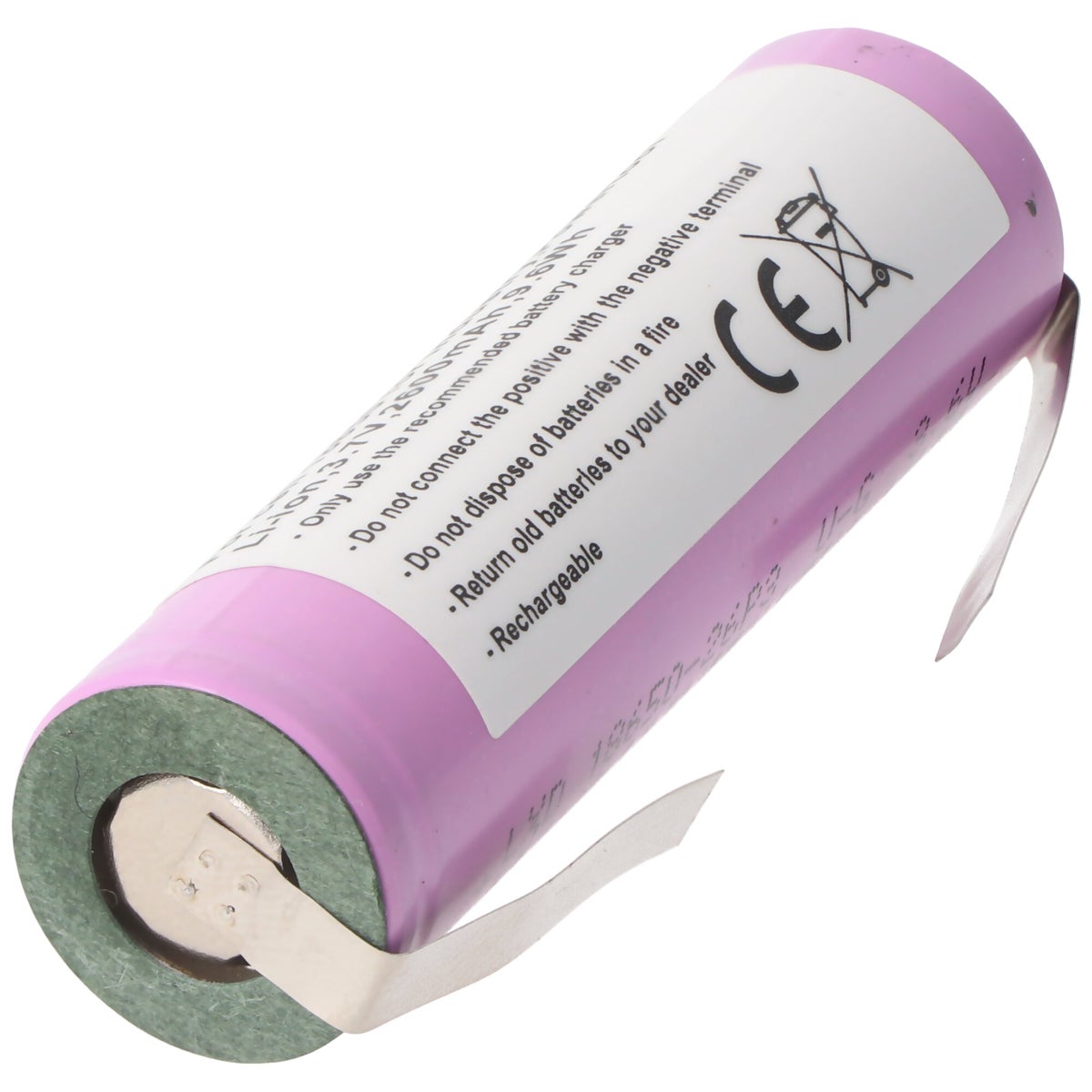 Accu compatibel met de Bosch Ciso 3,7 Volt accu, maximale capaciteit 2600 mAh, met soldeerlipjes voor zelfinstallatie.