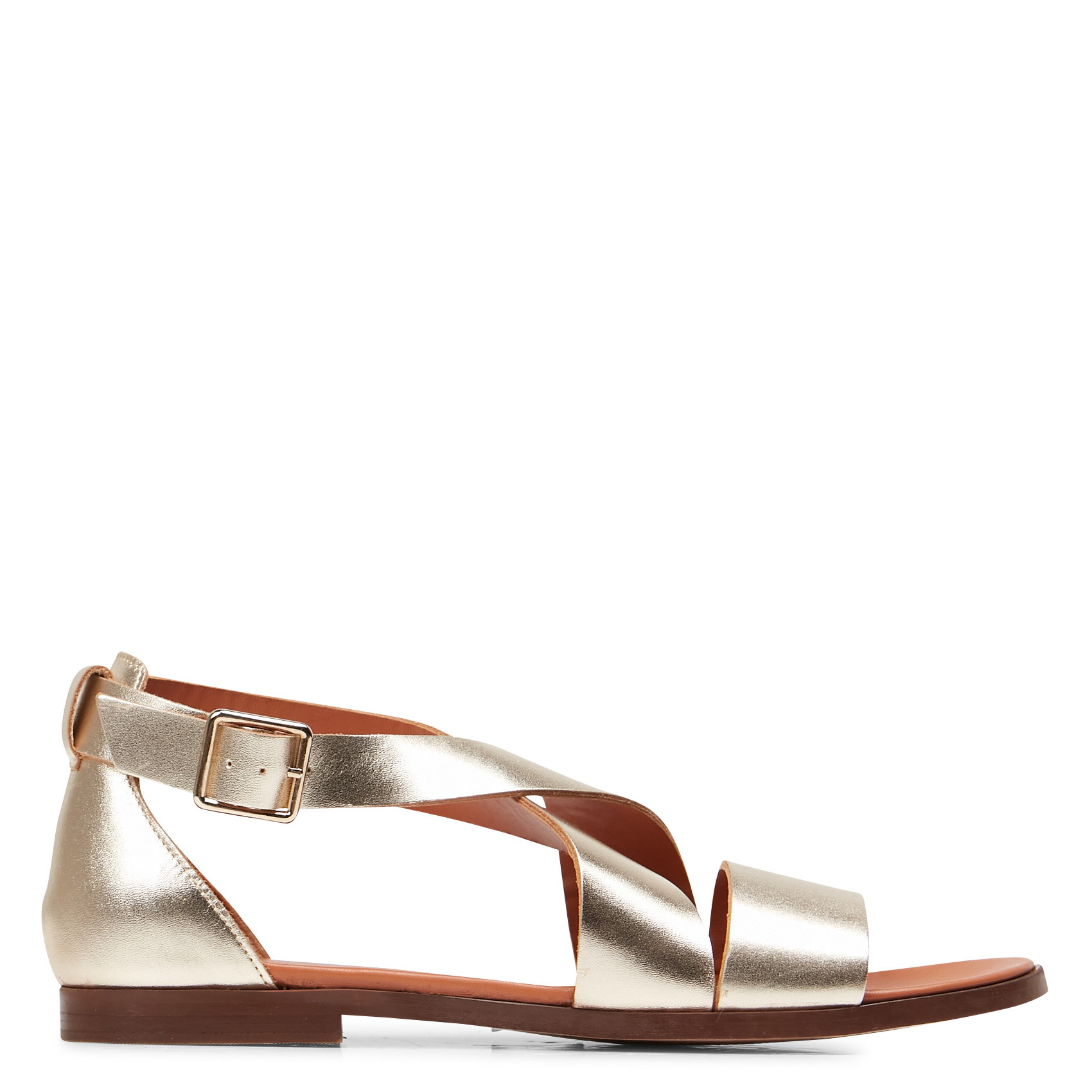 ESTELLE - Sandales plates en cuir | Doré