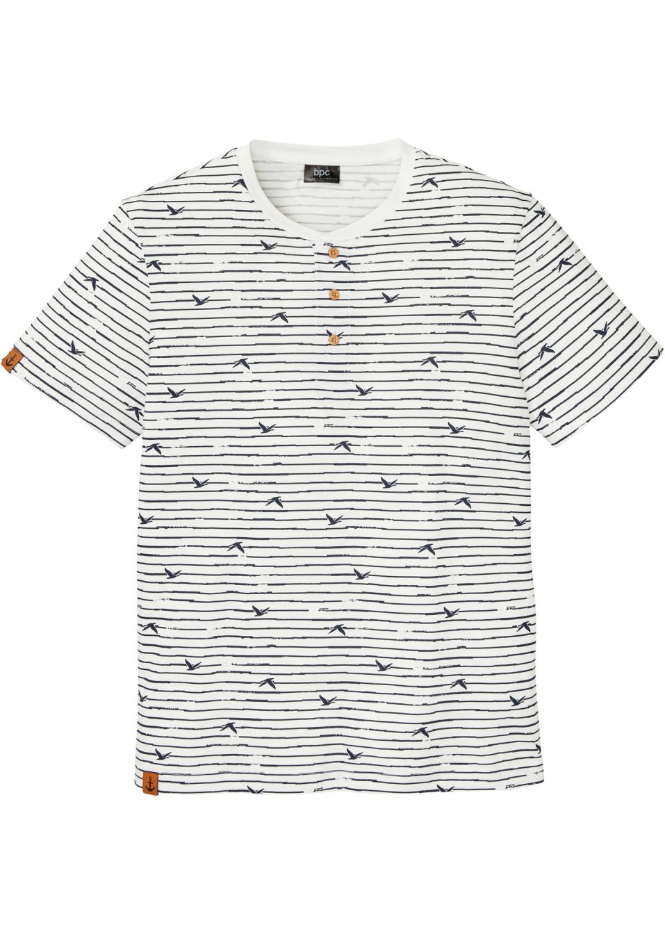 T-shirt col Henley, manches courtes