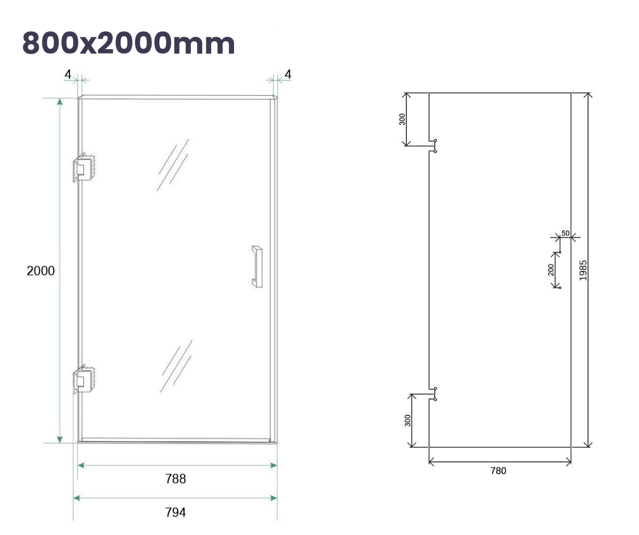 Saniclear Modern Exclusive brons glas douchecabine 80x80cm met 80cm deur anti-kalk RVS