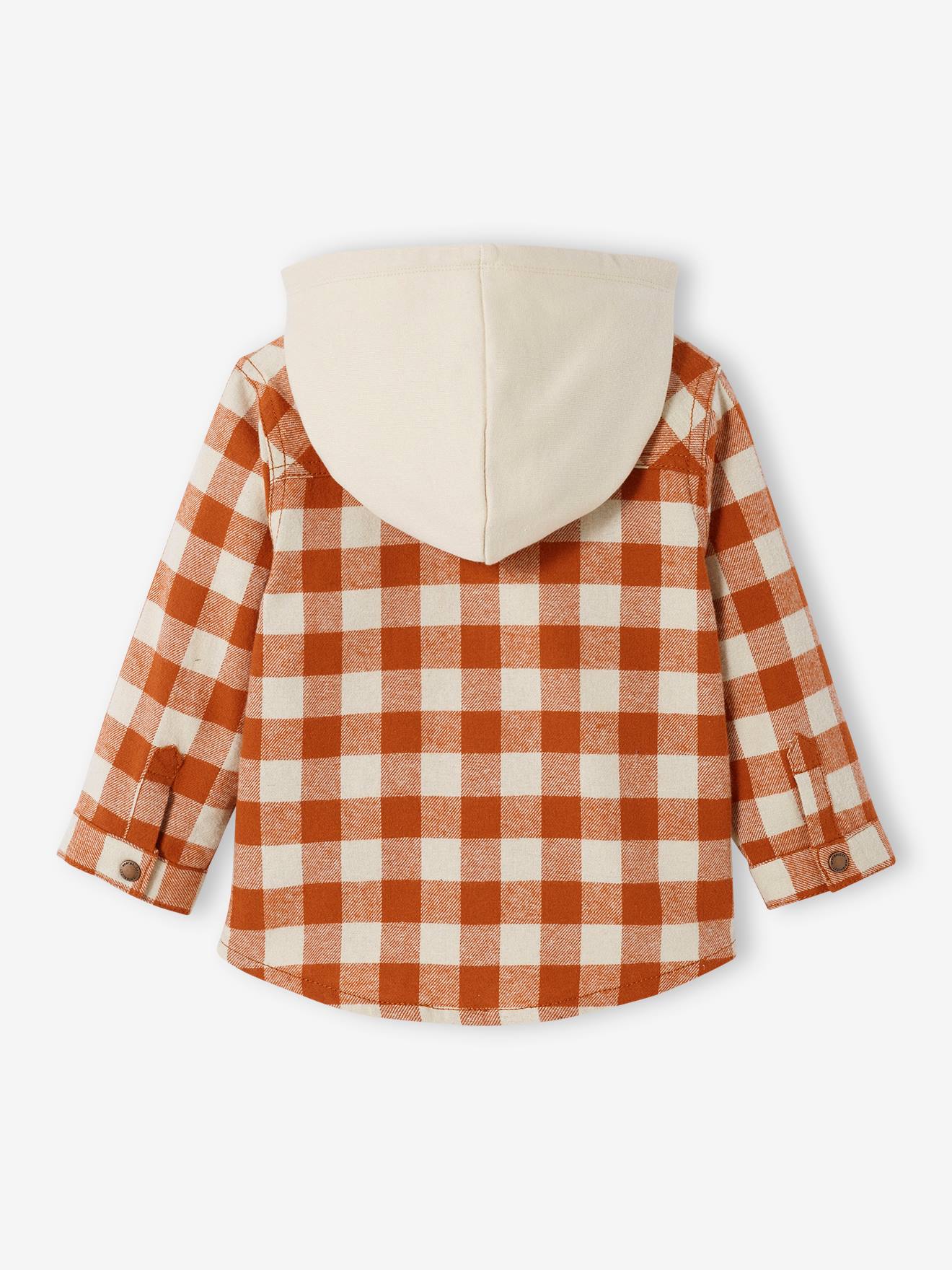 Camisa xadrez vermelha tamanho médio para bebê menino