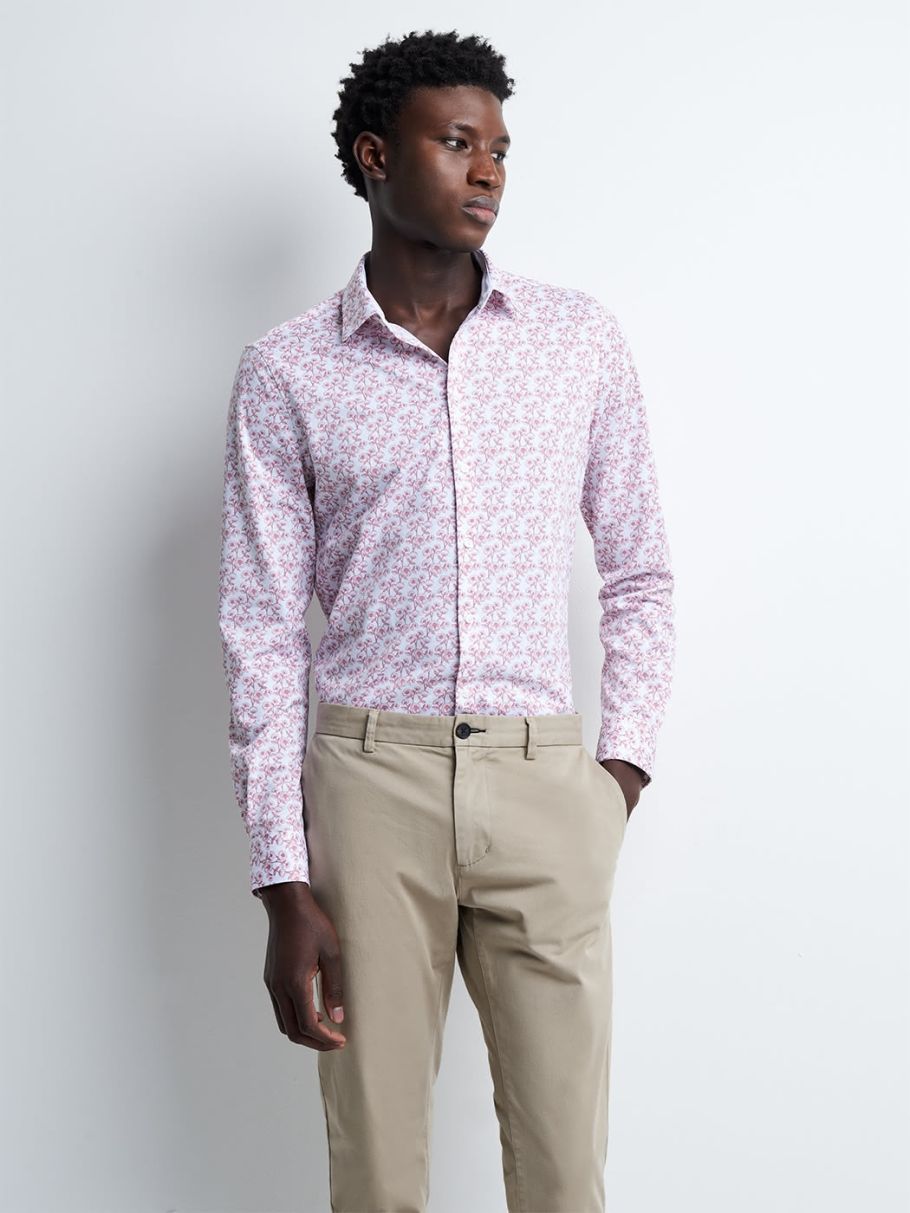Chemise extra-slim stretch fleurie